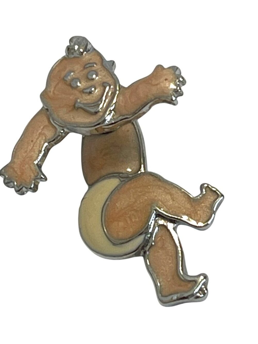 Vintage Edgar Berebi 3D Articulated Enamel Swivel Baby Earrings Diaper Kewpie